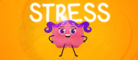 A cartoon brain character named "Jane the Brain" with the word "Stress" above.